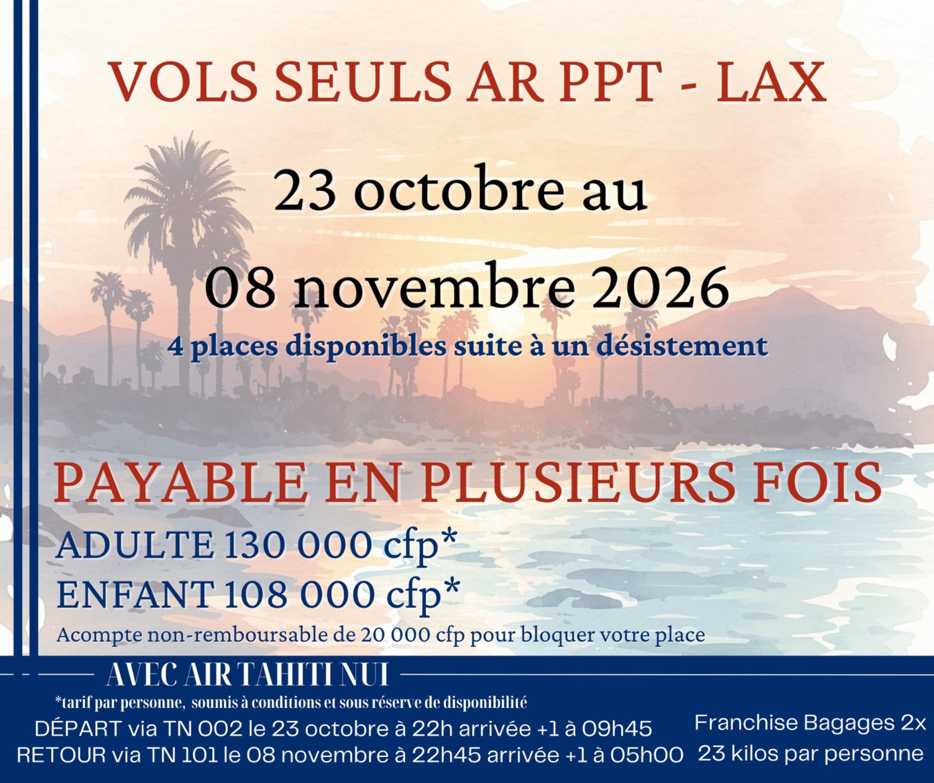 23 octobre au 08 novembre 2026 : reste 4 places
